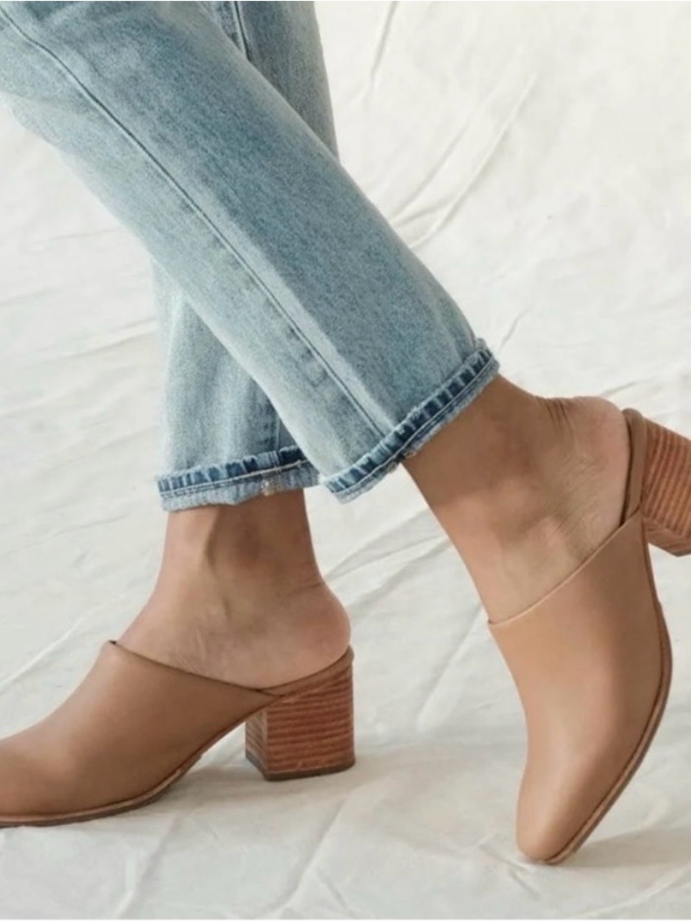 Nisolo All Day Heeled Mule in Almond